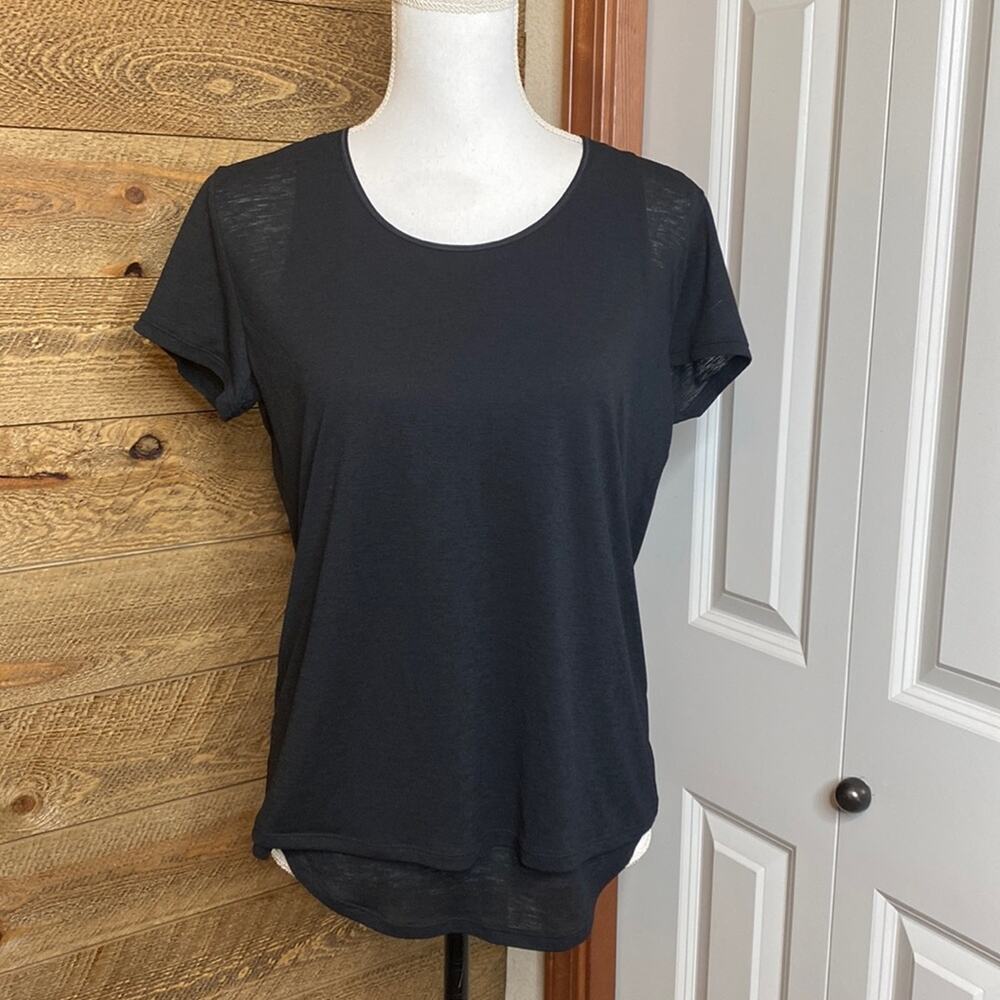 Zella All day Tee Black Open Racerback Yoga athletic top Small NWT